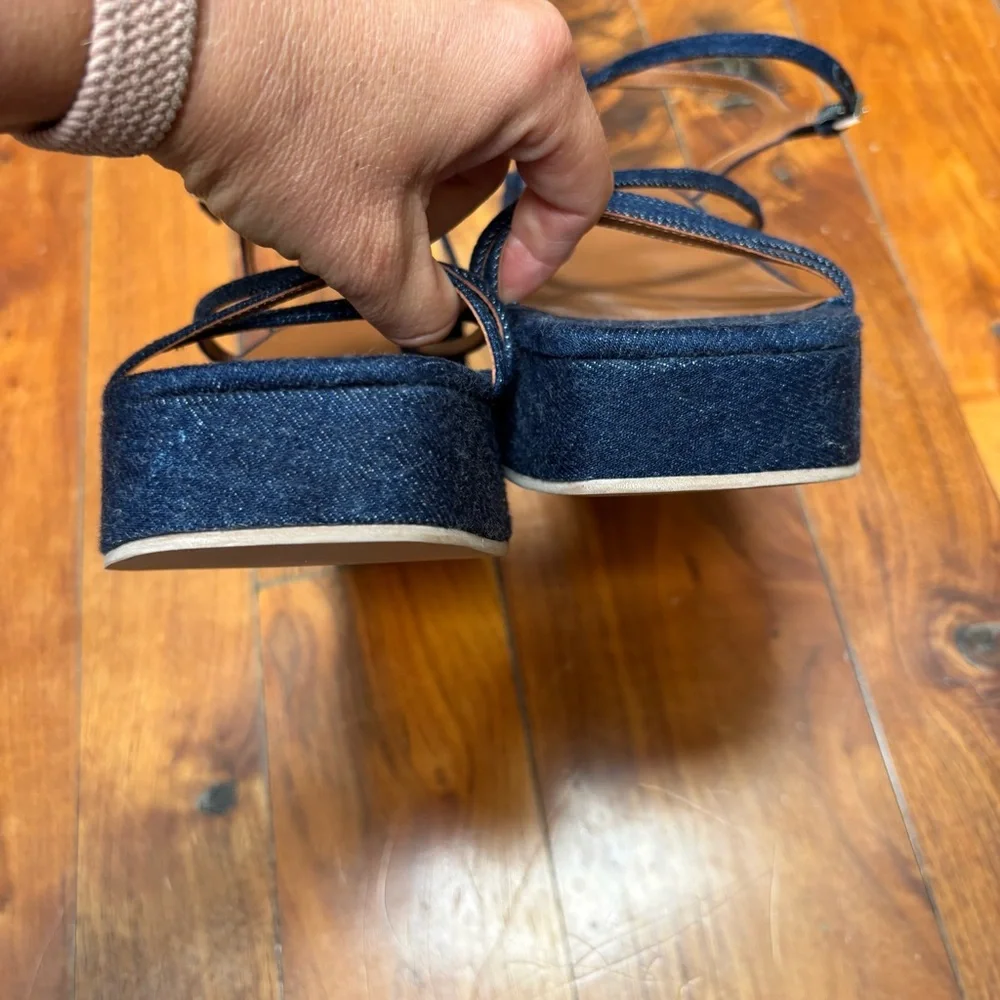 NWOT Reformation Zolanda Platform Sandal in Dark Denim 9